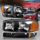 For GMC Sierra/Yukon XL 1500 2500 Black Housing Headlights+Bumper Signal Lamps