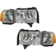 Headlight Set For 1999-02 Dodge Ram 1500 2500 3500 LH and RH with Sport Package