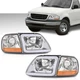 Clear LED DRL Headlights+Corner Lights Fit For 97-03 Ford F150/99-02 Expedition