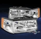 FOR 1997 1998 1999 CADILLAC DEVILLAC REPLACEMENT HEADLIGHTS LAMP W/CORNER CHROME