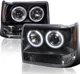 For 1993-1998 Jeep Grand Cherokee Black Projector Headlights Driver & Passenger