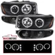 Black Projector Headlights Fits 2000-2006 GMC Yukon Denali LED Halo Bumper Lamps