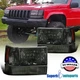 Fits 93-96 Jeep Grand Cherokee Head Lights Bumper Lamps+Corner Lights 6PC Smoke