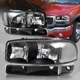For 2000-2006 GMC Yukon XL 1500 2500 Black Headlights+Bumper Signal Lamps 4-PCS