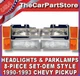 Front Headlights & Park Light 8-Piece Set Kit 90-93 Chevy Pickup Truck Suburban