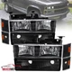 Black Headlights Fits 1988-1993 Chevy Sierra C10 GMC C/K Bumper Corner Lamps L+R