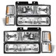 Pair Chrome Headlights+ Bumper Lamps For 1994-1998 Chevy Silverado C/K 1500 2500