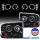 Fits 99-04 Ford F250 F350 Super Duty Polished Black Halo Projector Headlight