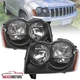 Black Headlights Fits 2005-2007 Jeep Grand Cherokee Signal Head Lamp Left+Right