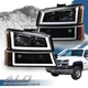 Fit For 2003-2007 Chevy Silverado Avalanche LED DRL Black/Amber Headlights