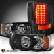 Fits 2002-2005 Dodge Ram 1500 2500 3500 Black Headlights+Smoke LED Tail Lamps