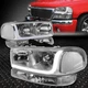 FOR 99-07 GMC SIERRA/YUKON LED DRL CHROME CLEAR HEADLIGHTS W/BUMPER SIGNAL LAMPS