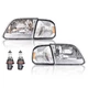 Pair Headlights Chrome w/Amber Corner For 1997-2003 Ford F150/97-02 Expedition