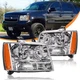 Chrome/Amber Headlights For 2007-2013 Chevy Avalanche Tahoe Suburban Headlamps