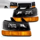 For 03-23 Chevy Express/GMC Savana Black Headlights w/Bumper Parking Signal Lamp