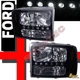 99-04 Ford F250 F350 SuperDuty Pickup / Excursion Black LED Headlights RH + LH