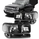 For 1999-2007 GMC Sierra/Yukon Halogen Black Headlights+Bumper Signal Lamps
