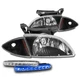 FOR 00-02 CHEVY CAVALIER BLACK REPLACEMENT HEADLIGHT HEADLAMP +BLUE LED DRL KIT FOR 00-02 CHEVY CAVALIER BLACK REPLACEMENT HEADLIGHT HEADLAMP +BLUE LED DRL KIT
