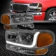 FOR 99-07 GMC SIERRA/YUKON LED DRL SMOKED AMBER HEADLIGHTS W/BUMPER SIGNAL LAMPS