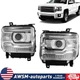 Pair LED Headlights W/DRL For 2014-2018 GMC Sierra 1500 2500HD 3500HD Chrome