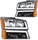 For 2003-2007 Chevy Silverado Avalanche LED DRL Headlights Bumper Lamps 03-06