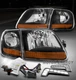 For 97-03 Ford F-150 Harley Davidson Style Black Headlights w/LED DRL Signal+HID