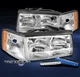 FOR 1997-1999 CADILLAC DEVILLAC CHROME HEADLIGHTS HEADLAMP W/BLUE LED DRL SIGNAL