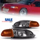 For 92-95 Honda Civic Housing Black Lamp Amber Corner Headlight Clear Left+Right