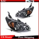Headlight Assembly Fits 2004-2005 Honda Civic Halogen Black Housing Amber Corner