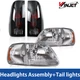 Smoke Tail Lights +Chrome Corner Headlights Pair For 1997-2003 Ford F-150 Pickup