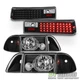 Blk 1987-1993 Ford Mustang 6PC Headlights+LED Tail Lights Brake Lamps Left+Right