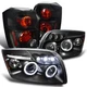 For Dodge Caliber Black Dual Halo LED DRL Projector Headlights+Tail Lights
