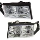 Driver and Passenger Headlight For 1997-1999 Cadillac DeVille Halogen with Bulbs