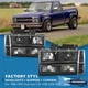 For 88-93 Chevy Silverado C/K 1500 2500 3500 Black Headlights + Bumper Lamps Set