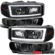 Fit 1999-2006 GMC Sierra Yukon Black LED Tube Projector Headlights+Bumper Lamps