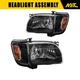 Fits Toyota Tacoma 01-04 Headlights Assembly Halogen Black Housing Amber L+R