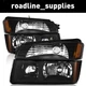 Pair Headlights Assembly For 2002-2006 Chevy Avalanche 1500 2500 Black Headlamps