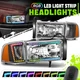 RGB LED Light Bar Chrome Amber Headlight Assembly for Dodge Ram 1500-3500 94-02