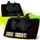 LED DRL Headlights for Chevy Avalanche Tahoe Suburban 07-14 Black Smoked Amber
