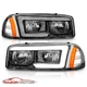 1999-2006 For GMC Sierra/2000-2006 Yukon/Yukon XL Black C LIGHT BAR Headlights
