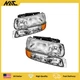 Pair Headlights Assembly For 1999-2002 Chevy Silverado 1500 2500 Chrome Housing