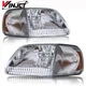 Chrome Headlights & Clear Corner Lamps For 1997-2003 Ford F-150 97-02 Expedition