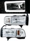 94-01 Dodge Ram 1500 2500 3500 Pickup Chrome LED C BAR Headlights Head Lamps