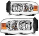 For 2002-2005 Dodge Ram Headlights Front Pair Headlamp Pair Chrome