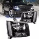Black 2007-2014 Chevy Suburban Tahoe Avalanche Headlights Clear Side Left+Right