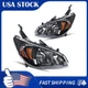 Headlight Assembly For 2004-2005 Honda Civic Halogen Amber Reflector Black L&R