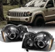 - for Jeep Grand Cherokee Black Bezel Dual Ring Projector LED Replacement Headli