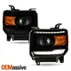 For 2014-2018 GMC Sierra 1500 LED DRL Projector Headlights Black Smoke Lens Pair