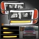 Fits Black 1999-2006 Sierra 1500 Yukon LED DRL Headlights+LED Sequential Bumper