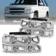 Chrome Headlights For 1999-2002 Chevy Silverado 2000-2006 Tahoe Suburban 1500